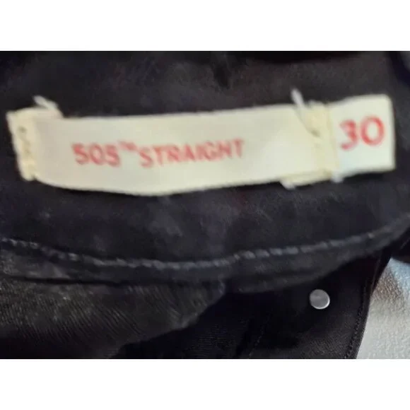 Levi's Mens 30 Black 505 Straight Leg Jeans - Picture 11 of 13